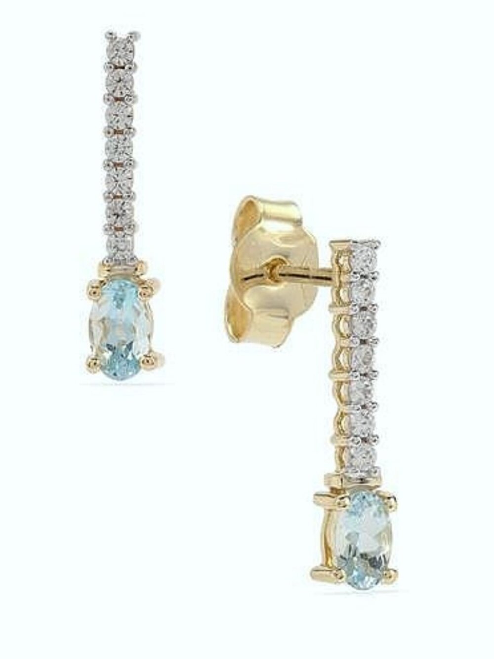 Natural Aquamarine Gold Earrings